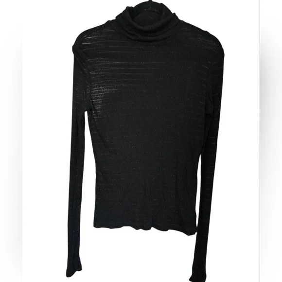 AllSaints Black Sheer Knit Long Sleeve Top - Picture 2 of 8